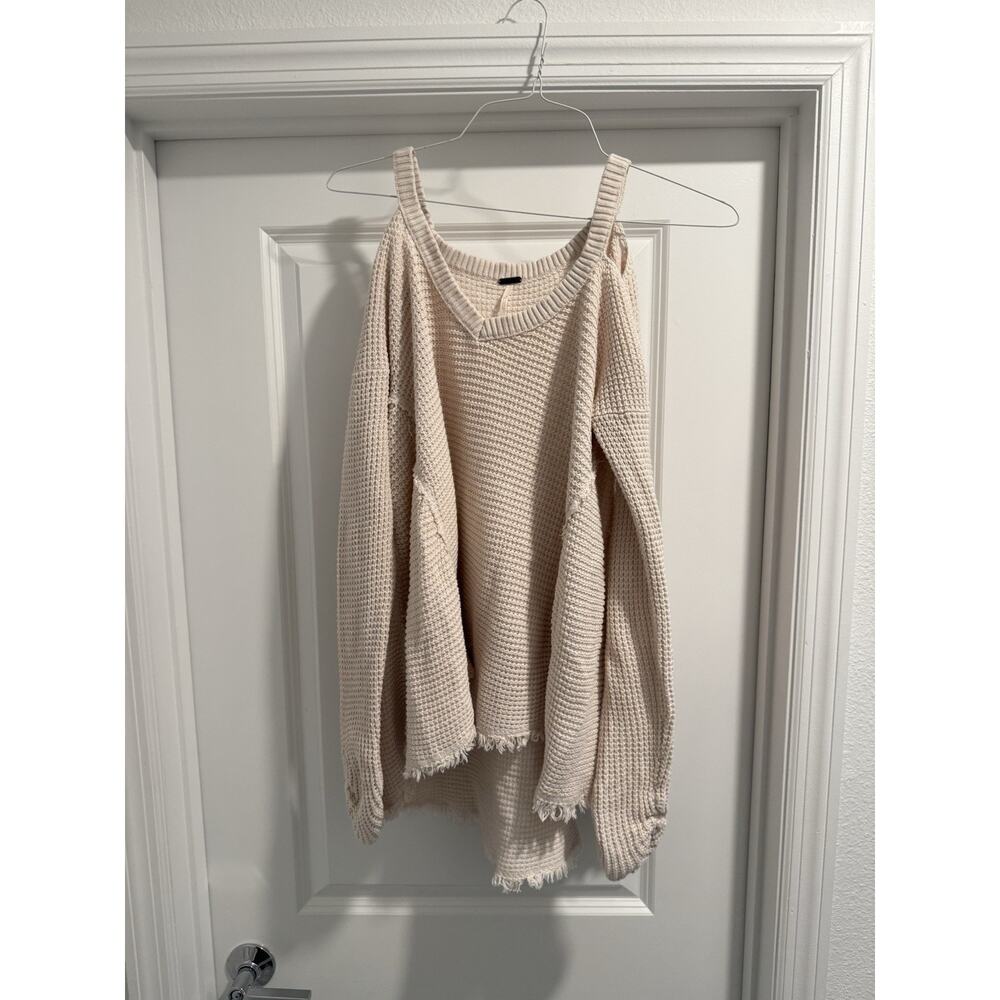 Free People Ivory Moonshine Cold Shoulder Sweater Size M